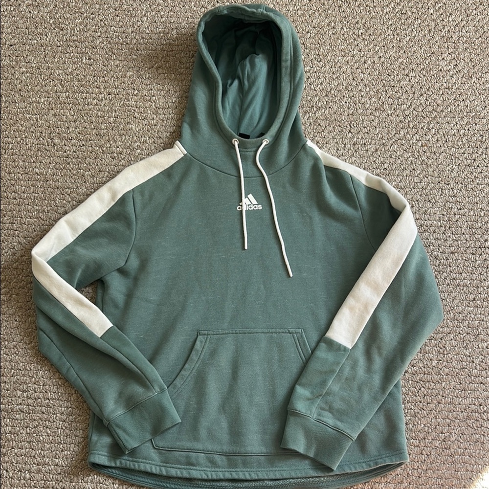 Adidas Green Hoodie with White Accents